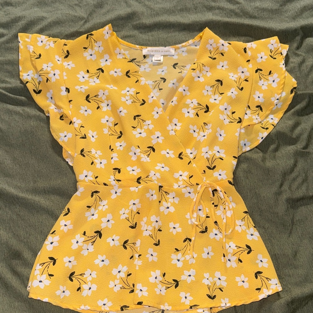 Monteau Yellow Floral Blouse